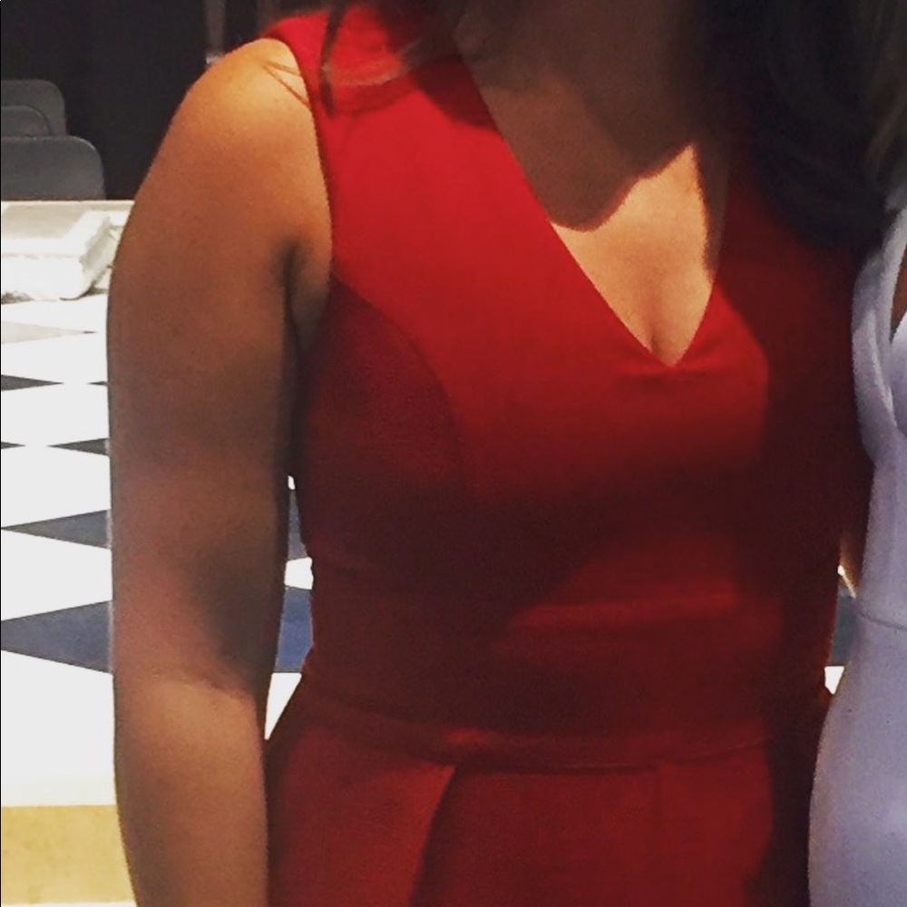 Flattering red jumpsuit